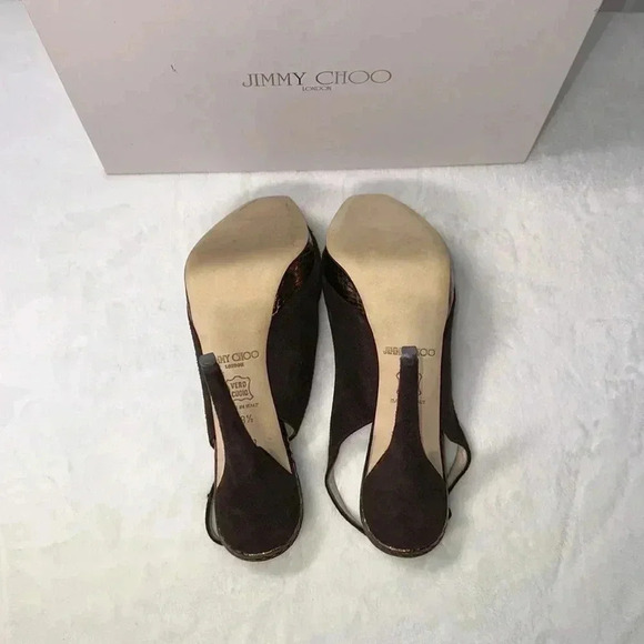 Jimmy Choo SZ 9 1/2 Brown Suede Heels - Picture 6 of 9